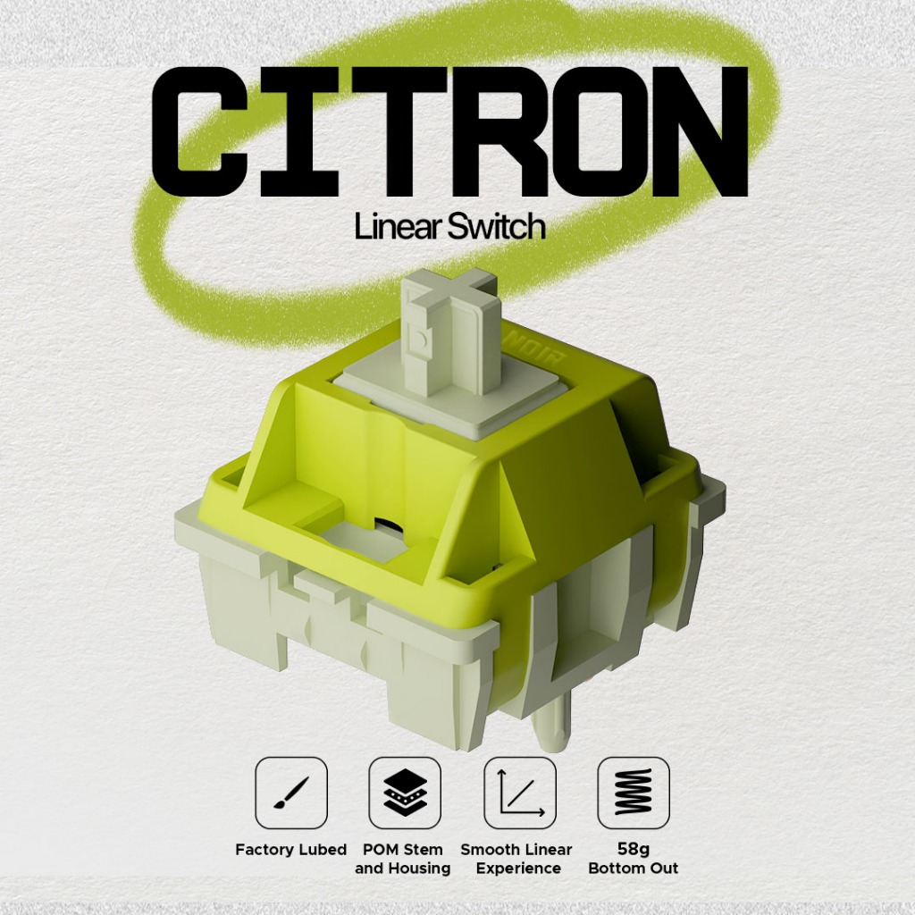 Noir Citron Linear Switch - Linear 58g 5 Pin PCB Mount