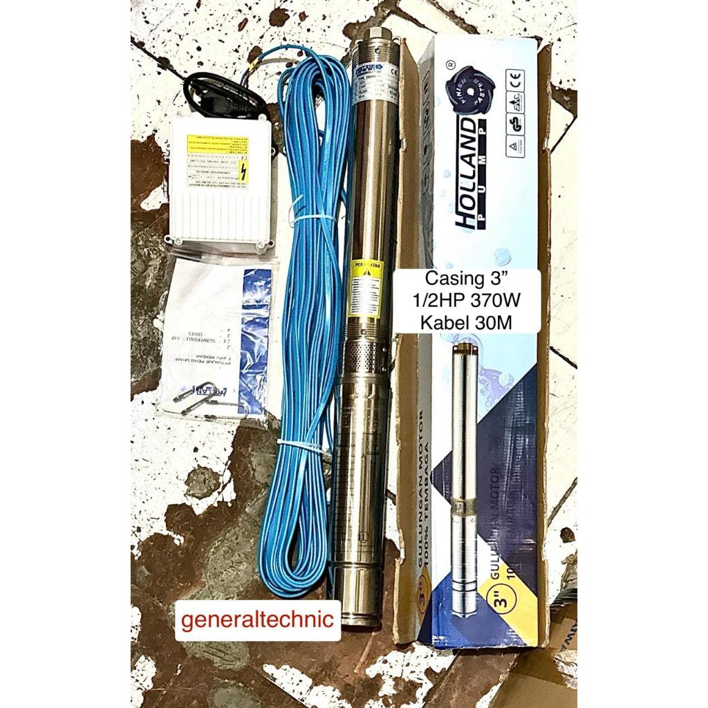 Submersible Pump 1/2HP Holland 3SDM3/11 + Control Box Kabel 30 Meter Pompa Celup 1/2HP Pompa Air 1/2
