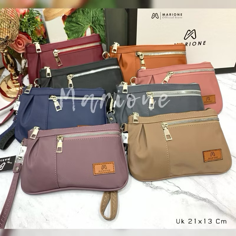 MARIONE - JEWEL Dompet Wanita 2 Ruang 2 Resleting Besi Tebal Bahan Parasut Antiair Waterproff Dompet