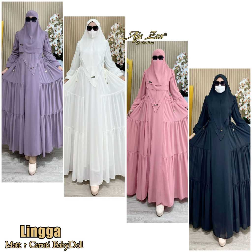 Aje Zas - Gamis Syar'i Terbaru Kode LINGGA Bahan Ceruty Beby Doll