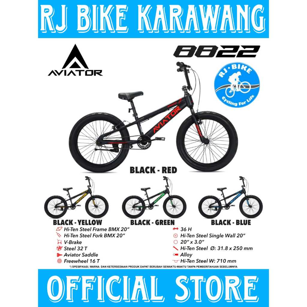 SEPEDA BMX AVIATOR 8822 BAN BESAR 20 X 3.0 BY PACIFIC BIKE