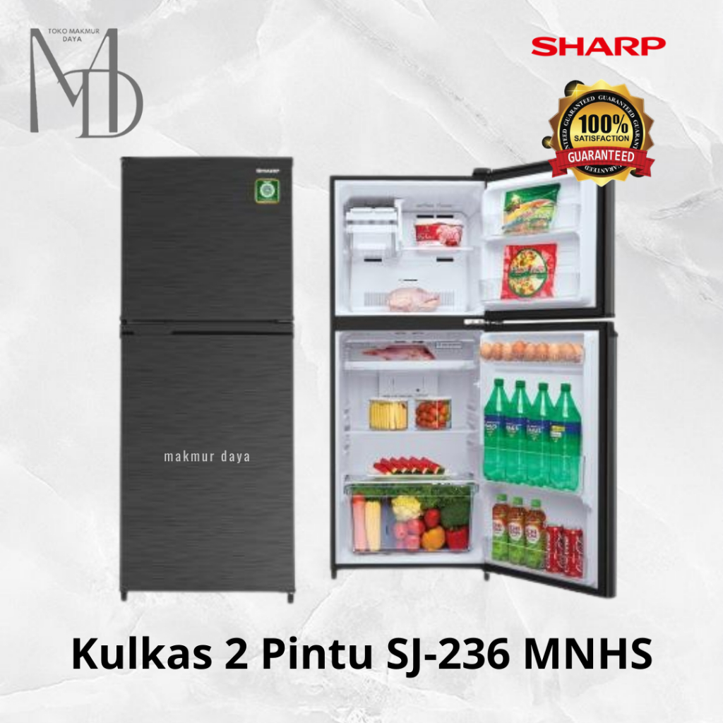 Kulkas 2 Pintu Sharp SJ 236 MNHS / 236MNHS / SJ236 Original SJ-236MN-HS