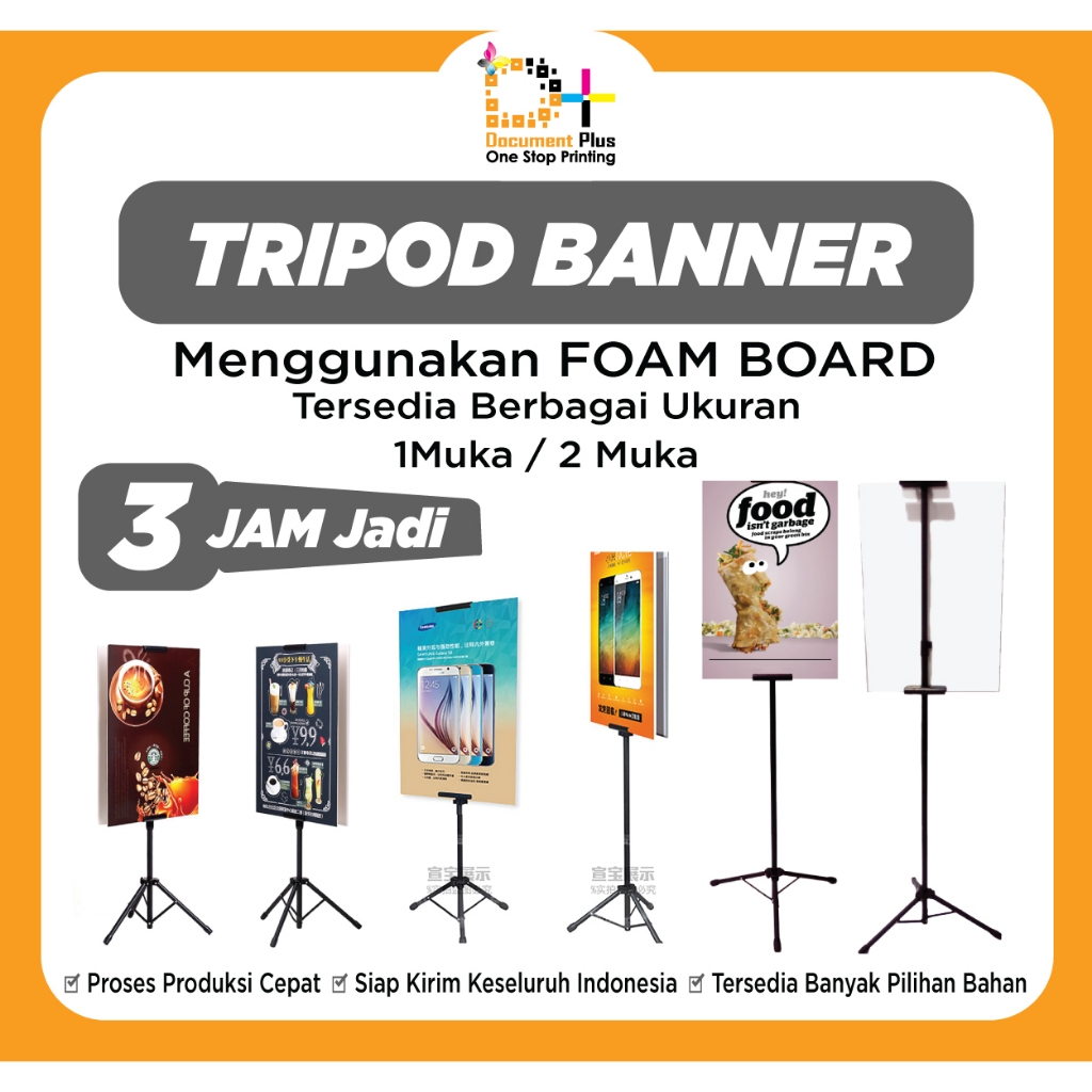 TRIPOD BANNER / FOAM BOARD / POSTER BOARD 1muka Tanpa kaki / plus kaki (gojek/grab)