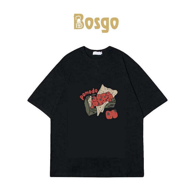 Bosgo Korean Style Pomodo Print T-shirt Oversize T-shirt Baju Oversize Distro Kaos Pria Wanita