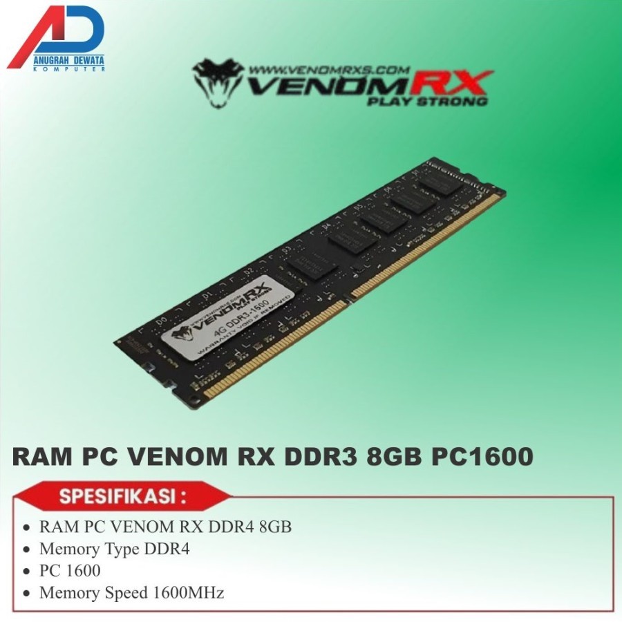 MEMORY RAM VENOM RX DDR3 8GB PC1600