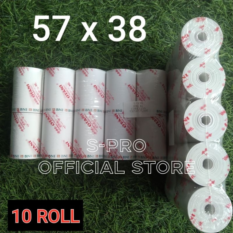 10 ROLL KERTAS THERMAL LOGO BANK BNI 57X37 57X38 PRINTER 58MM
