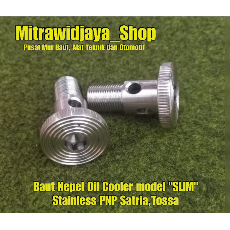 Baut Nepel Oil Cooler model "SLIM" Stainless PNP Satria,Tossa baut oil cooler motif slim
