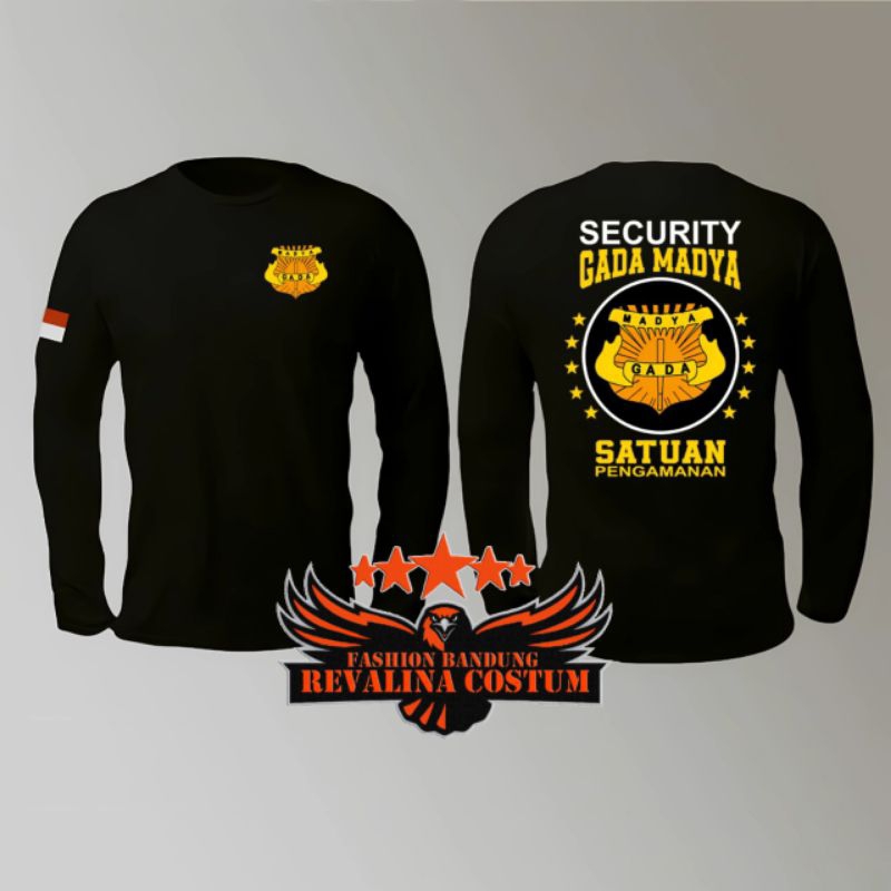 KAOS SECURITY GADA MADYA / SATPAM LENGAN PANJANG / LENGAN PENDEK WARNA HITAM