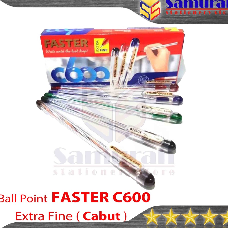 

Ballpoint FASTER C6 Extra Fine Point 7 mm Pulpen Cabut C 6 isi 12 Pcs Pen Cabut Warna Hitam Biru