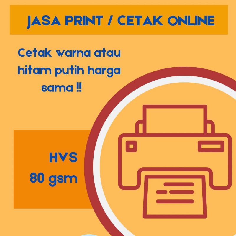 

JASA PRINT/CETAK WARNA HITAM PUTIH A4/A5/B5 TERMURAH HVS 80 GSM