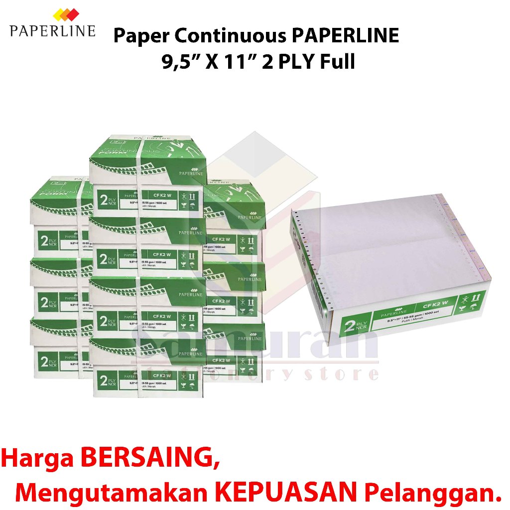 

H7Y Kertas Continuous Form Paperline 9,5 x 11 K2 W Full 2 PLY NCR / 9,5 x 11/2 K2 W PRS ( Warna Bagi