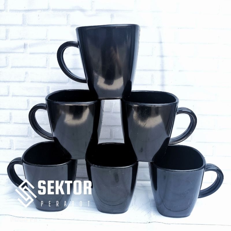 6 PCS Cangkir Melamin Gagang 300ML - Mug Melamin - Cangkir Kopi - Gelas Melamin - Cangkir Melamin lu