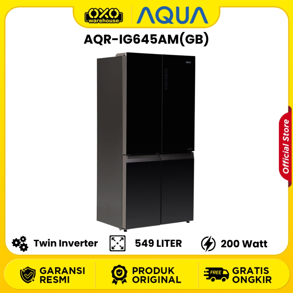 AQUA Kulkas AQR-IG645AM GB 549 Liter Lemari Es MultiDoor Low Watt Garansi Resmi