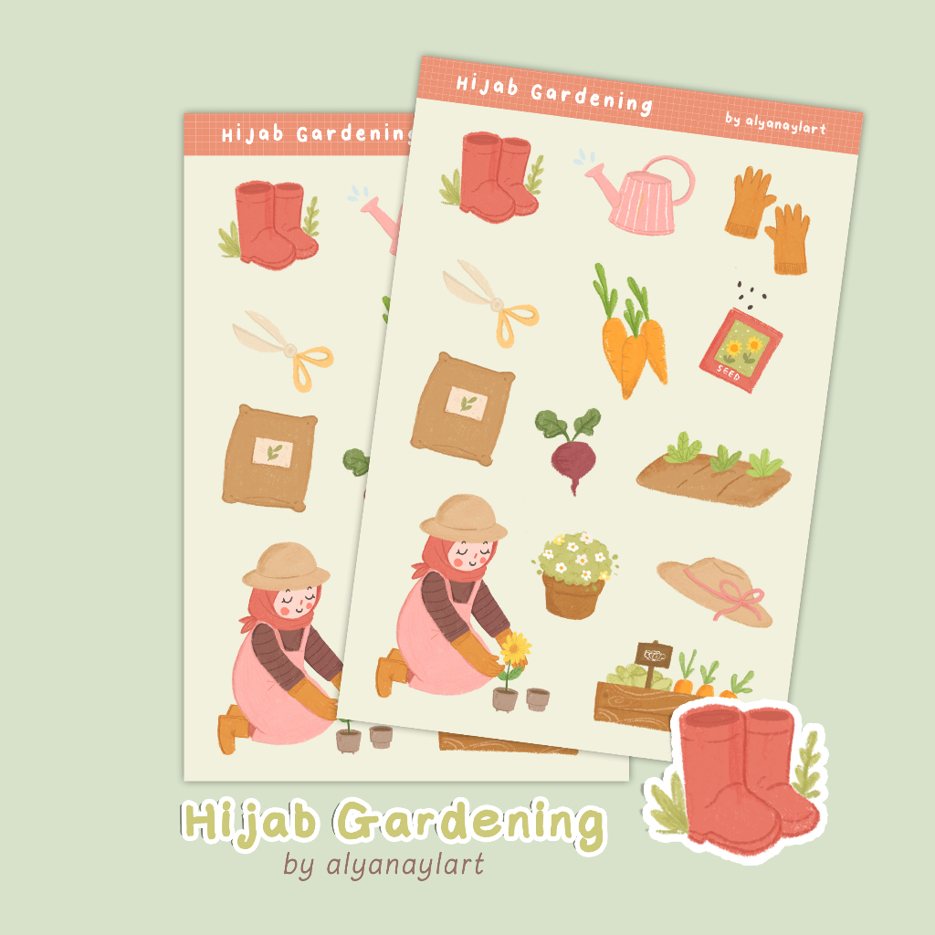 

sticker lucu Hijab Happy Gardening by alyanaylart