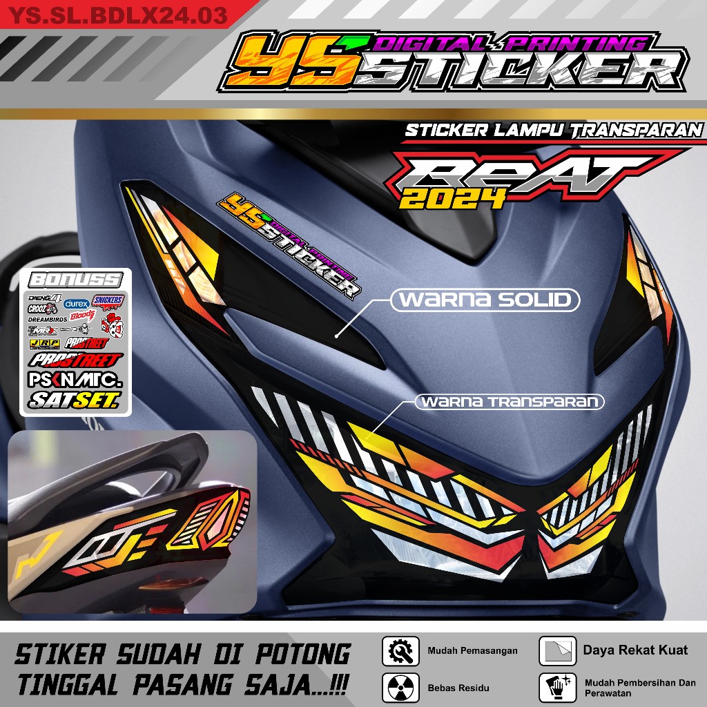 STIKER Alis lampu BEAT DELUXE 2024 - variasi stiker mata alis HONDA BEAT DELUXE GEN 2.YS- 03