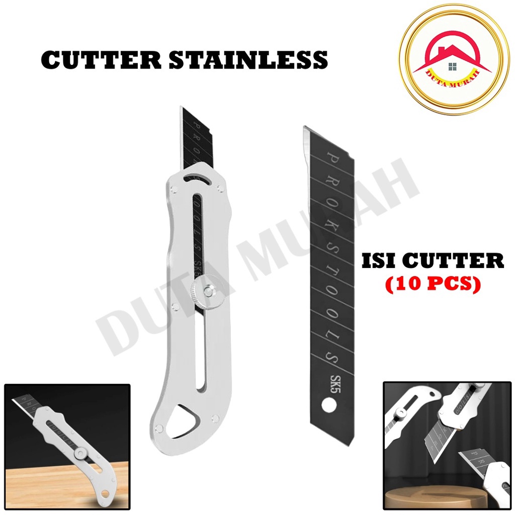 

Cashback 5 Cutter Stainless stanless Cuter pisau cutter stanless Multifungsi 18 MM Tahan Karat A43