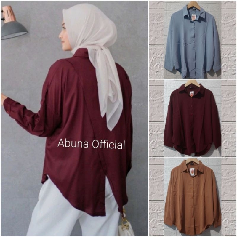 Kemeja Wanita / atasan blouse lengan panjang polos / baju busui oversize kerja hijab