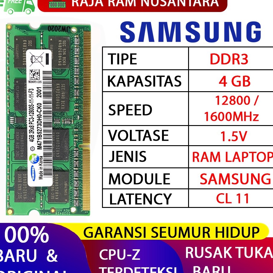 MURMER RAM LAPTOP SAMSUNG DDR3 4GB 128  16MHz ORI RAM SODIMM 15v 4GB ORIGINAL SAMSUNG