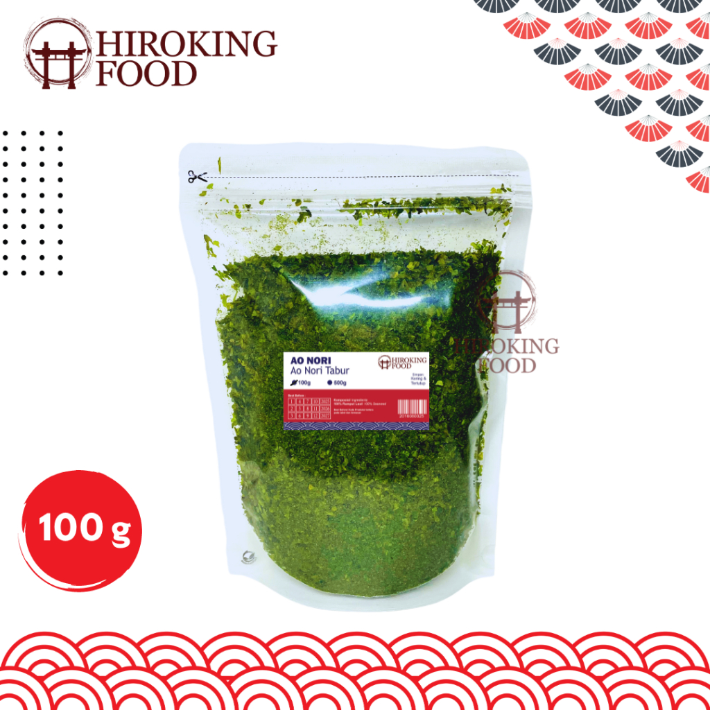 

HIROKING FOOD Aonori Bubuk Nori 100 g │Ao Nori Powder Import Taburan Takoyaki │ Seaweed Powder Mentai