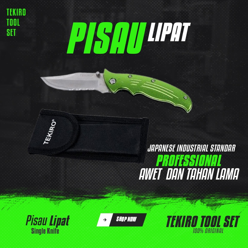 TEKIRO Pisau Lipat Besar Anti Karat Stainles Pocket Knife -1 (GT-PK1826) Original Tajam