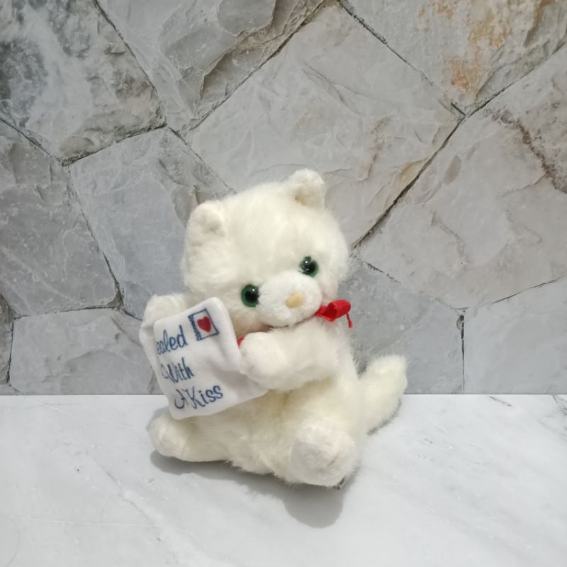 Boneka Vintage Karakter Hewan/Binatang Kucing Putih Original Russ Rare