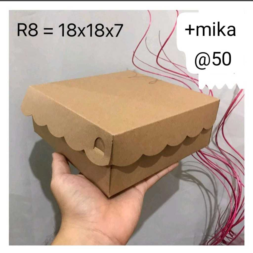 

(CK-14) R8+MIKA MERK DELIMA KARDUS BOX MAKANAN 18 / 20 KRAFT COKLAT + MIKA SEKAT 4 ISI 50 LEMBAR