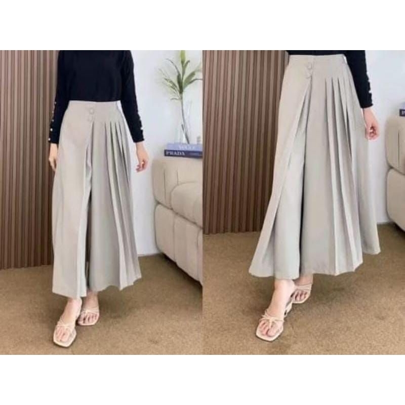 Celana Kulot Rok Wanita-Flare Pants-Highwaist Kulot Rok- Rok Kulot-Celana Kulot Plisket