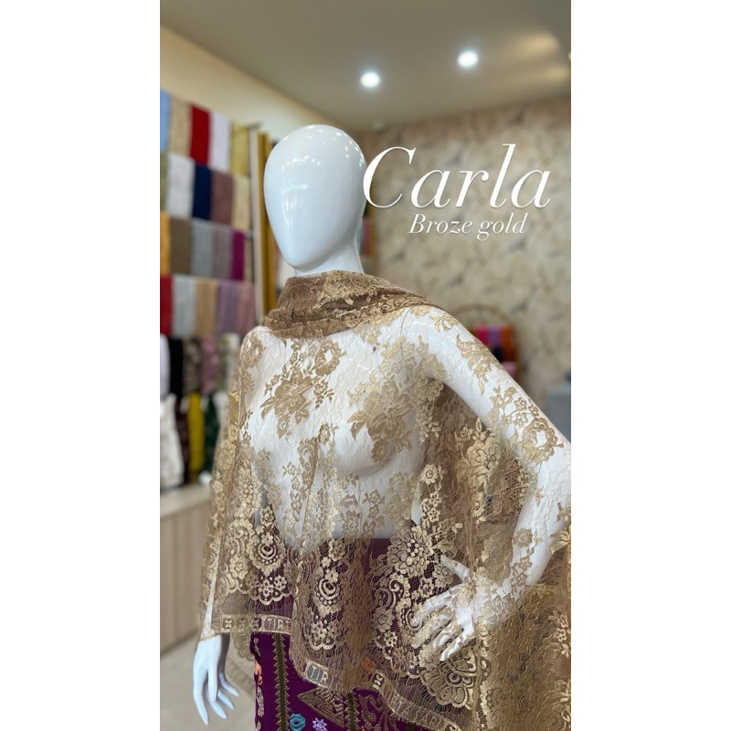 Kain Brokat semi prancis Gold Carla&Tania  / kain brokat metalik