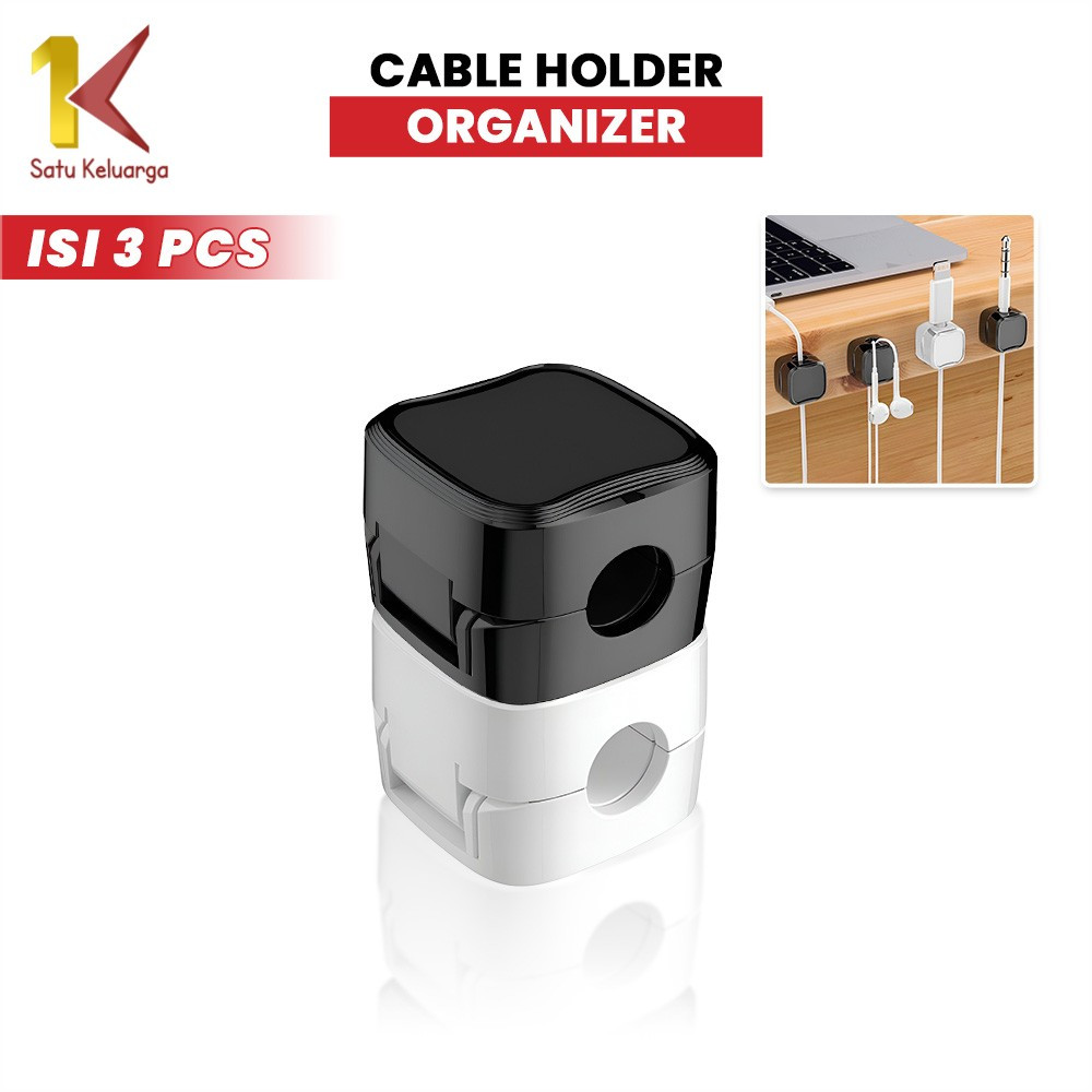 Satu Keluarga Cable Holder Organizer Isi 3pcs C1088 Winder Bracket Kabel Klip Magnetic Serbaguna