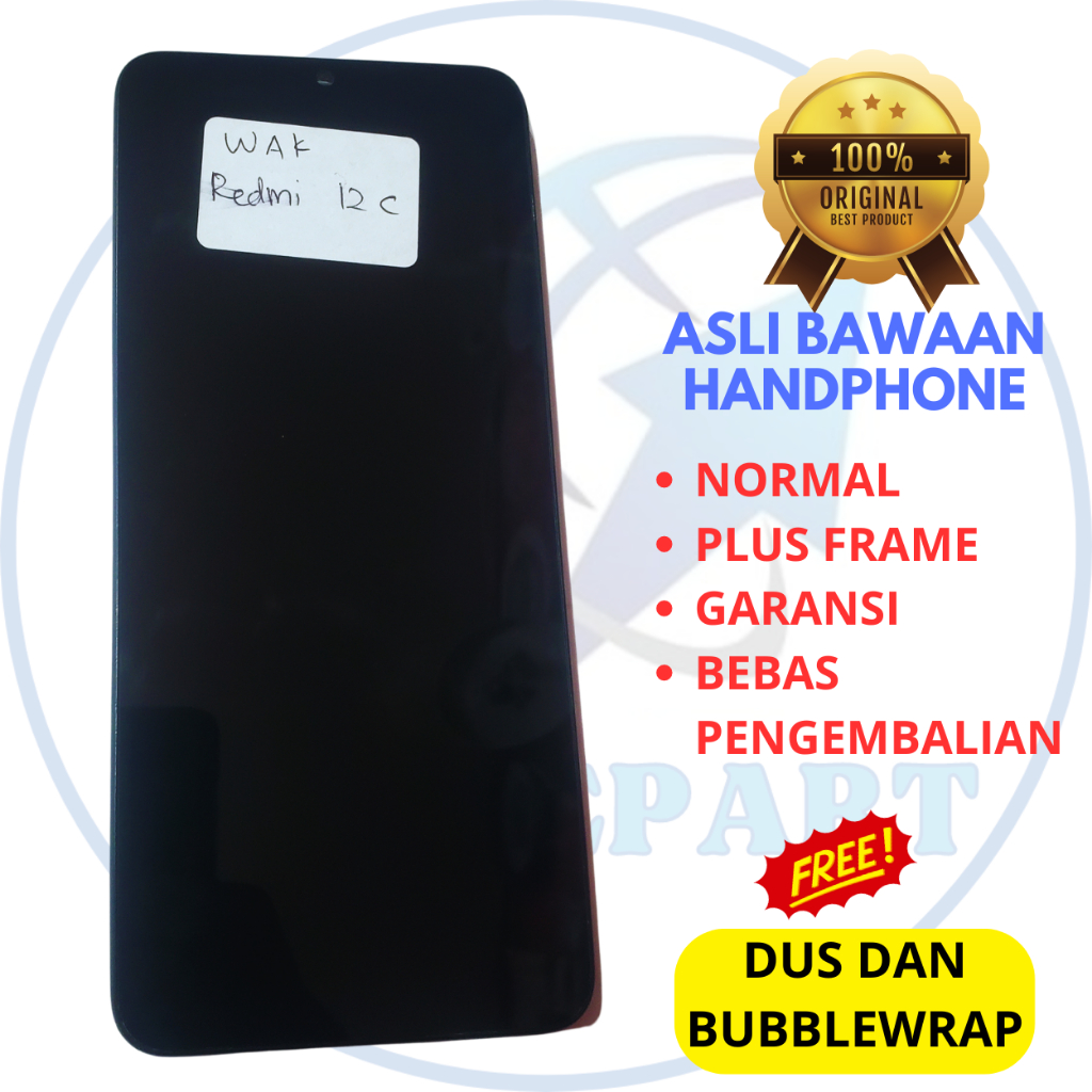 lcd xiaomi redmi 12c original copotan - poco c55 - plus frame - ori cabutan bawaan