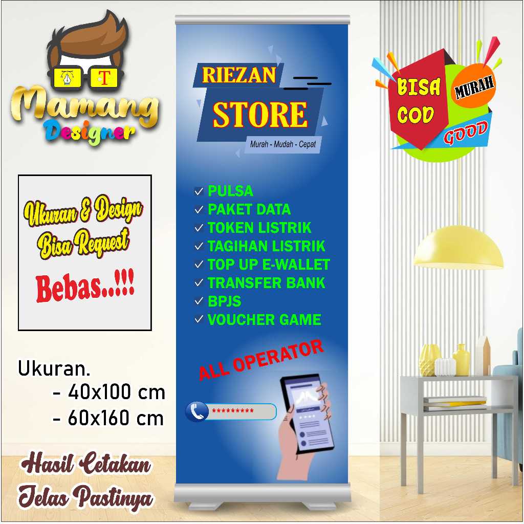 Spanduk Banner Custom Konter HP Atau Toko Aksesoris HP bb