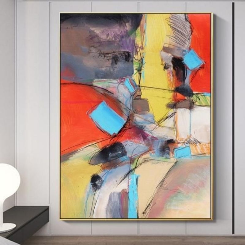 lukisan kanvas abstrak moderen/lukisan dinding/lukisan aesthetic
