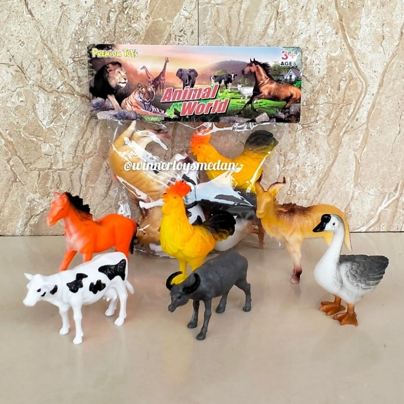 Mainan Animal World / Mainan Hewan Ternak Karet / Farm animal / Ayam bebek karet