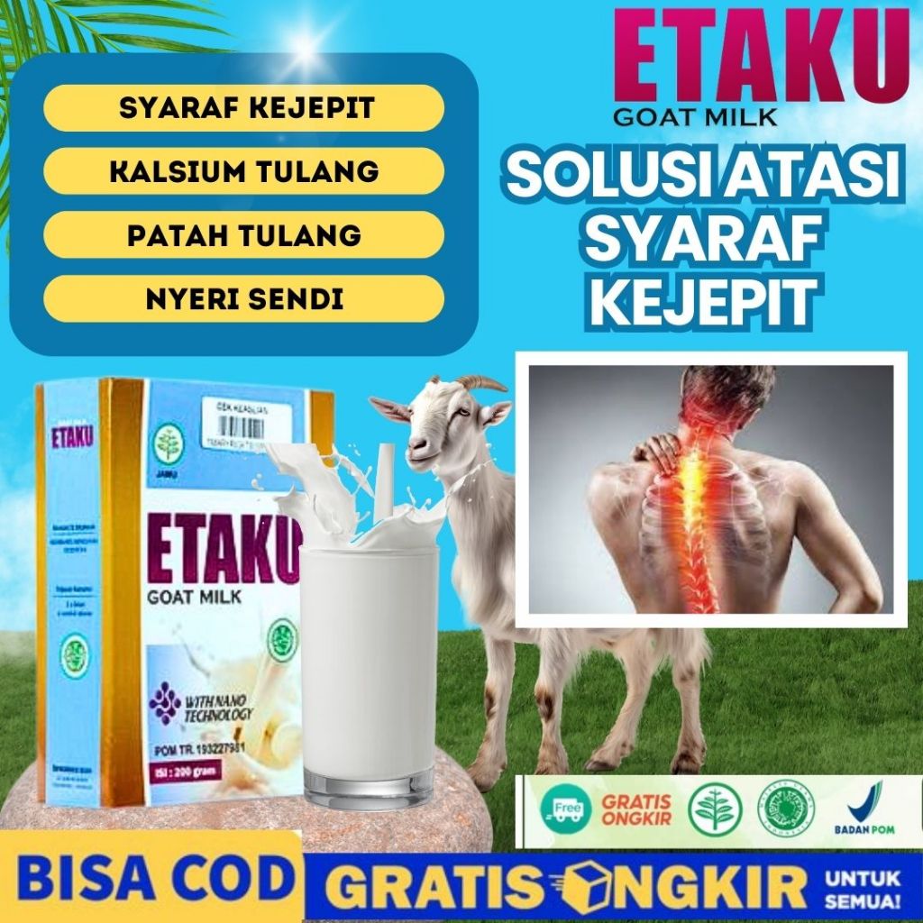 

Obat Saraf Kejepit Pengapuran Tulang Patah Tulang Keropos Susu Untuk Kesehatan Tulang Dan Sendi Anak Dewasa Orang Tua dan Lansia Susu Kambing Etawa Bubuk Etaku Goat Milk Asli 100% Original