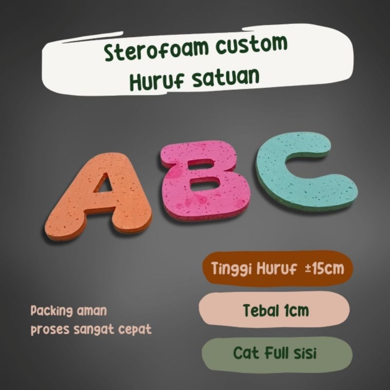 backdrop huruf styrofoam satuan,backdrop ulang tahun,aqiqah,khitan,lamaran,kantor