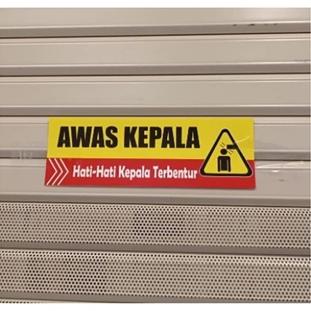 

SIGN STICKER VINYL AWAS KEPALA 30X10CM RAMBU K3 LABEL STIKER