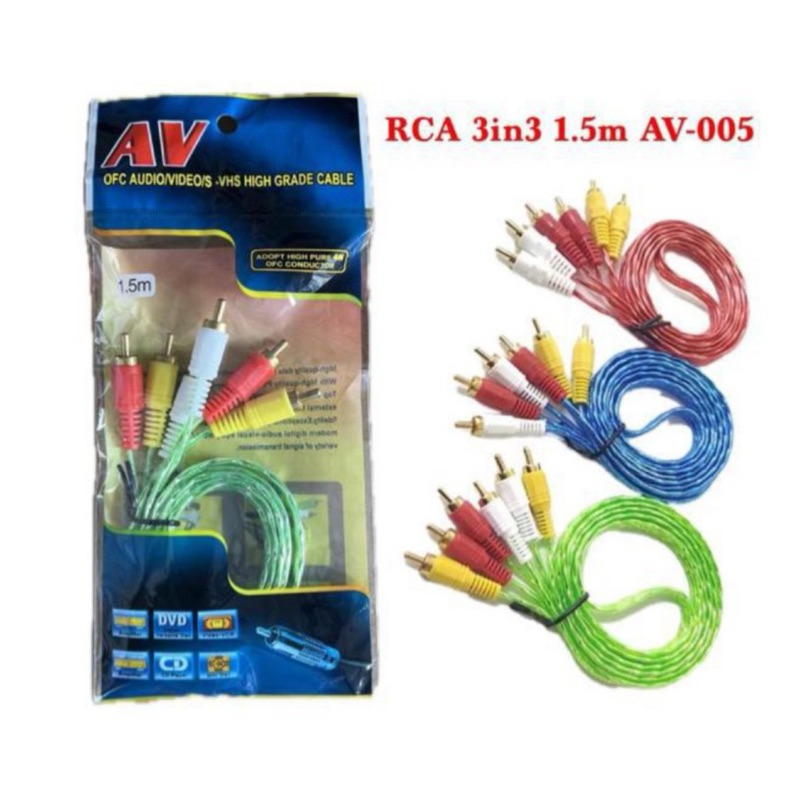 Kabel Audio RCA 3 ke 3 Kabel Transparan  AV-005