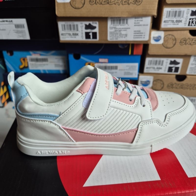 Airwalk Sepatu Sneakers Anak BastiaJR White-Pink| Girls Kids Sneakers Shoes Airwalk White-Pink Origi