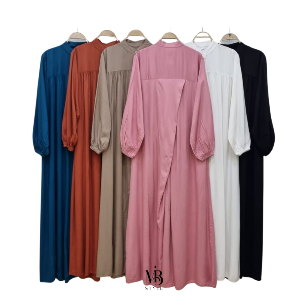 MIB Serena Midi - Midi Dress Rayon Twill Lengan Panjang Jumbo - Midi Dress Outfits Hijab Muslim Jumb