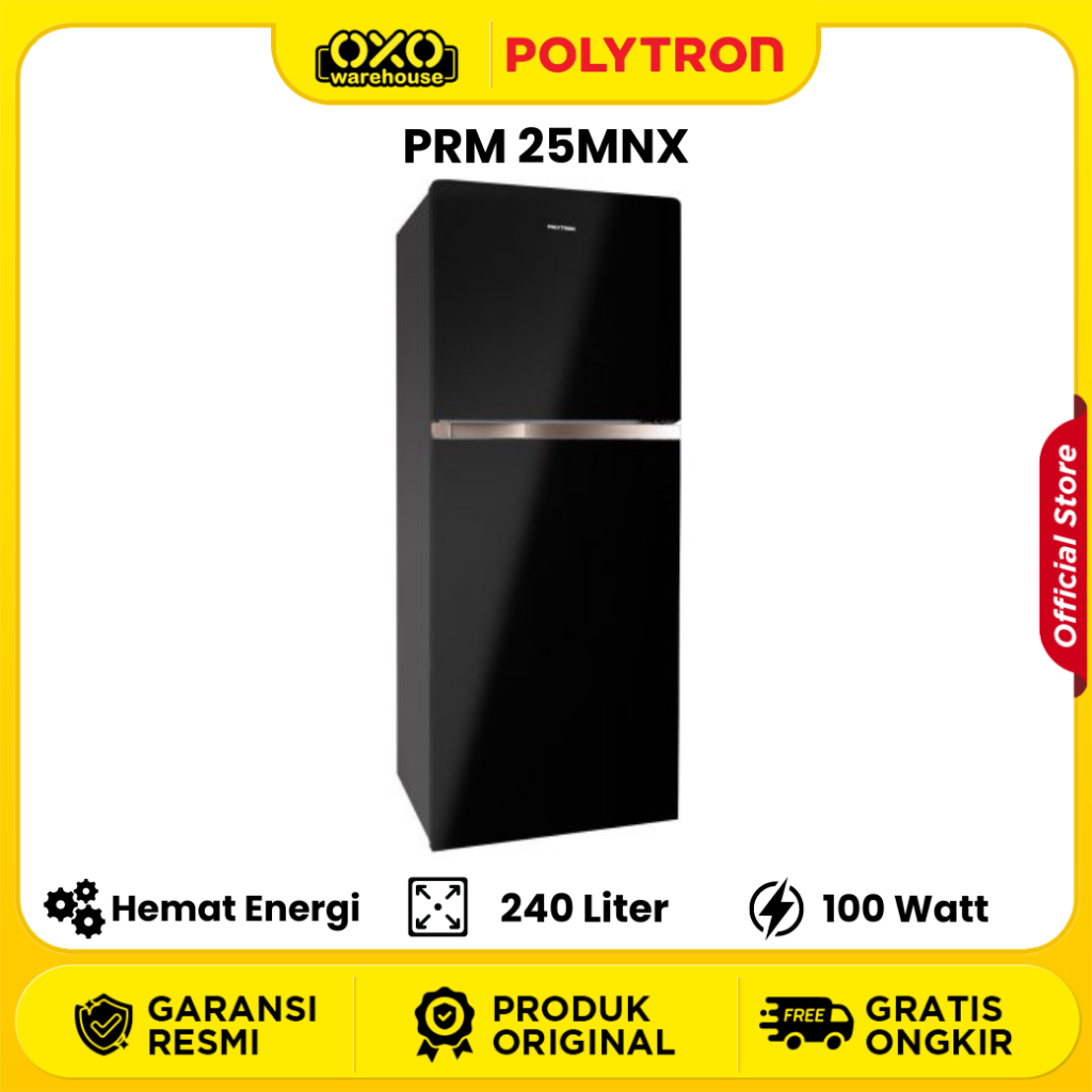 POLYTRON Kulkas 2 Pintu Belleza Jumbo 240 Liter PRW 25MNX Garansi Resmi Original