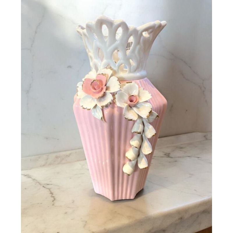 VAS BUNGA KERAMIK PINK BUNGA IMPORT
