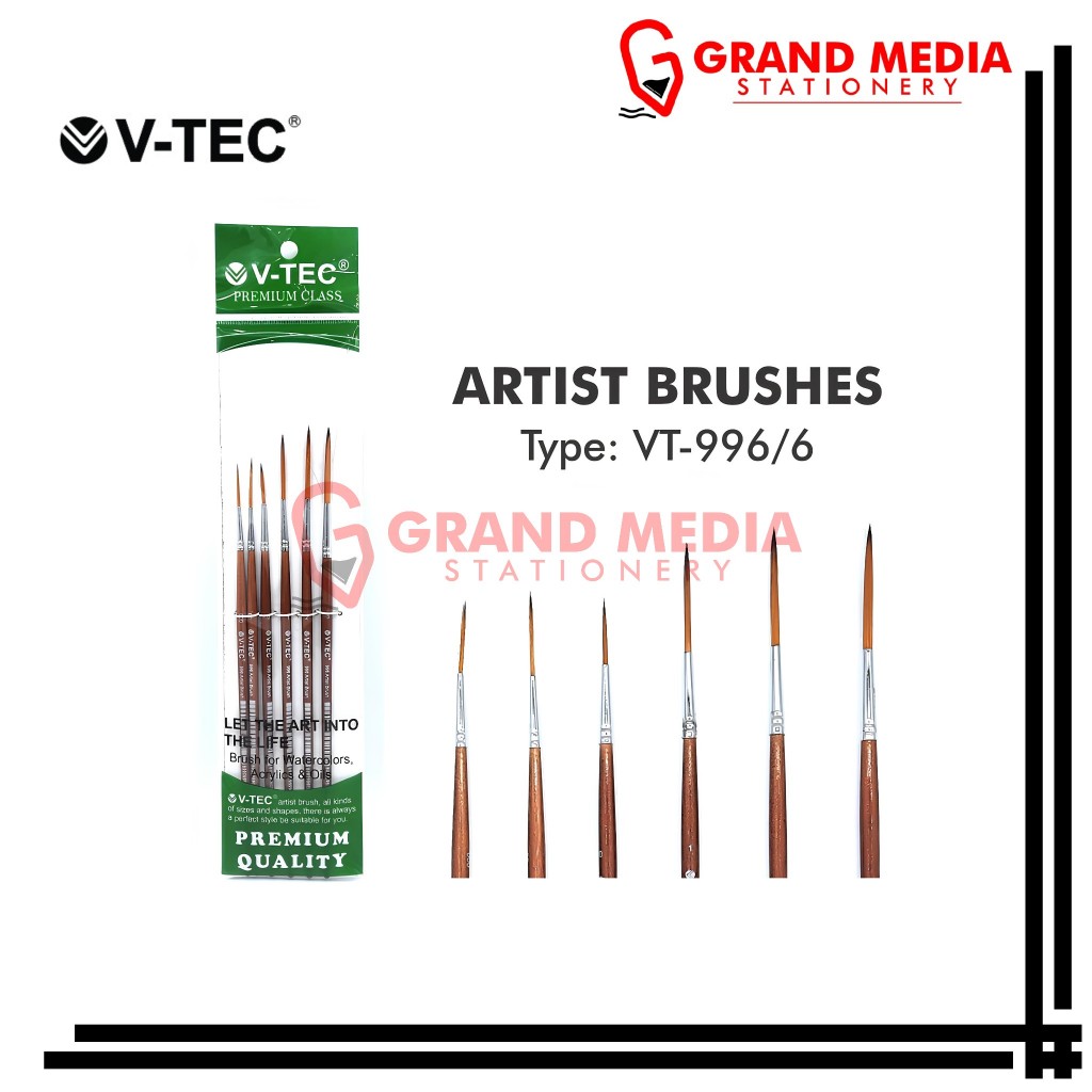 

[GRAND MEDIA] KUAS CAT AIR / CAT MINYAK / BRUSH / LUKIS / ACRYLIC / V-TEC VT-996/6