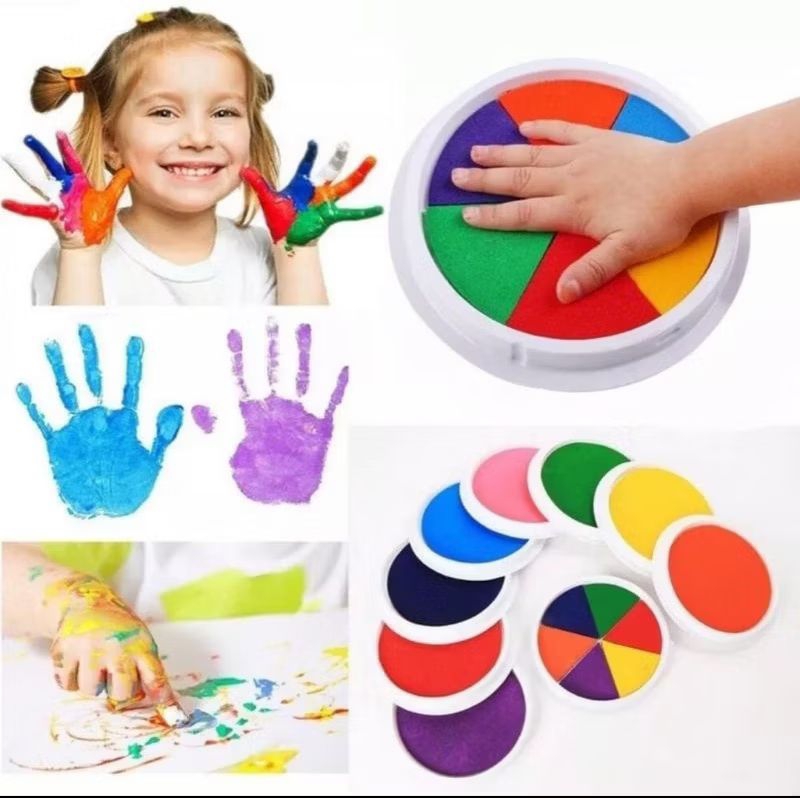 (TSK) Mainan Edukasi Anak Buku Finger Painting dan Finger Paint Tinta Stamp Bentuk Pizza | Buku Main