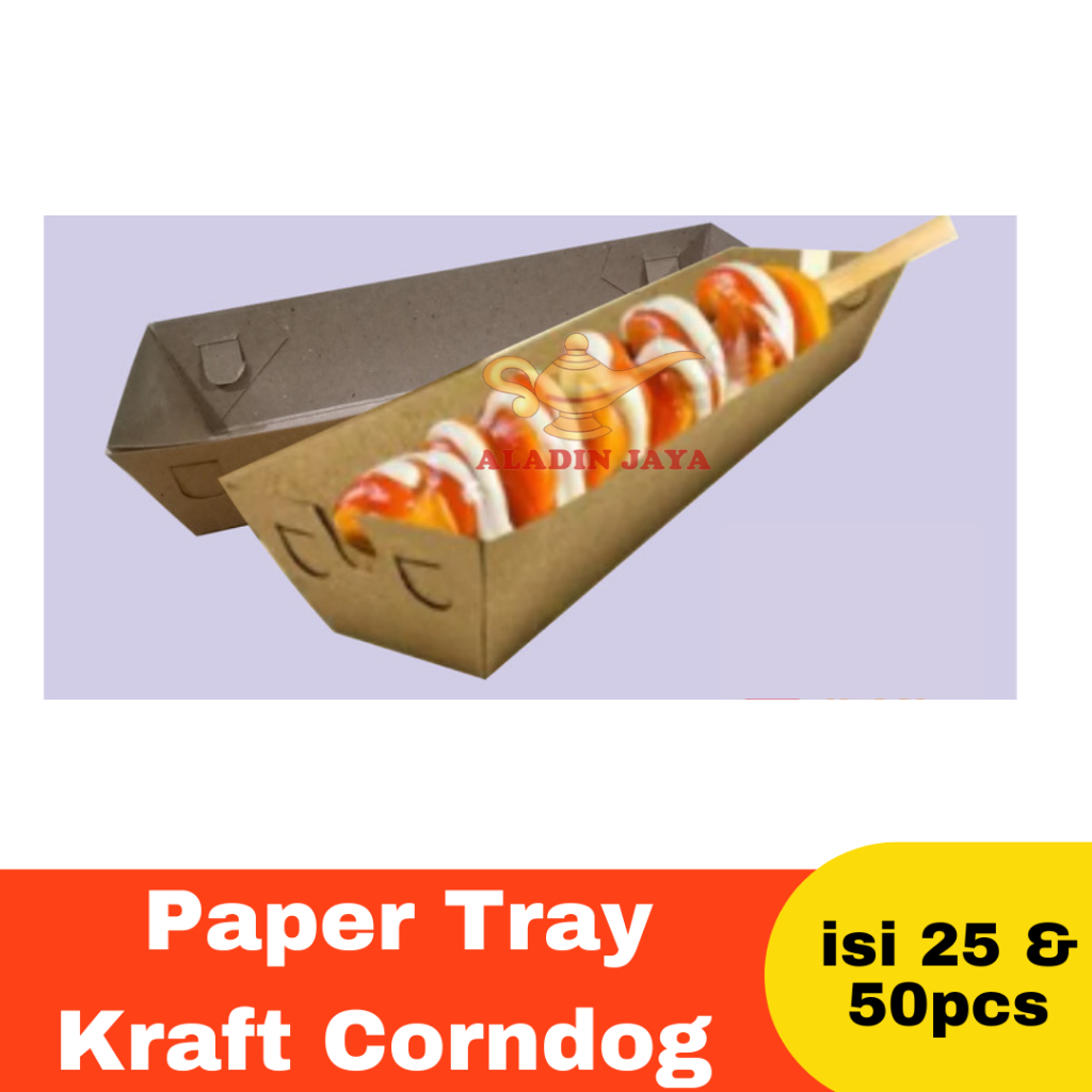 Paper Tray Kraft Corndog/Sosis