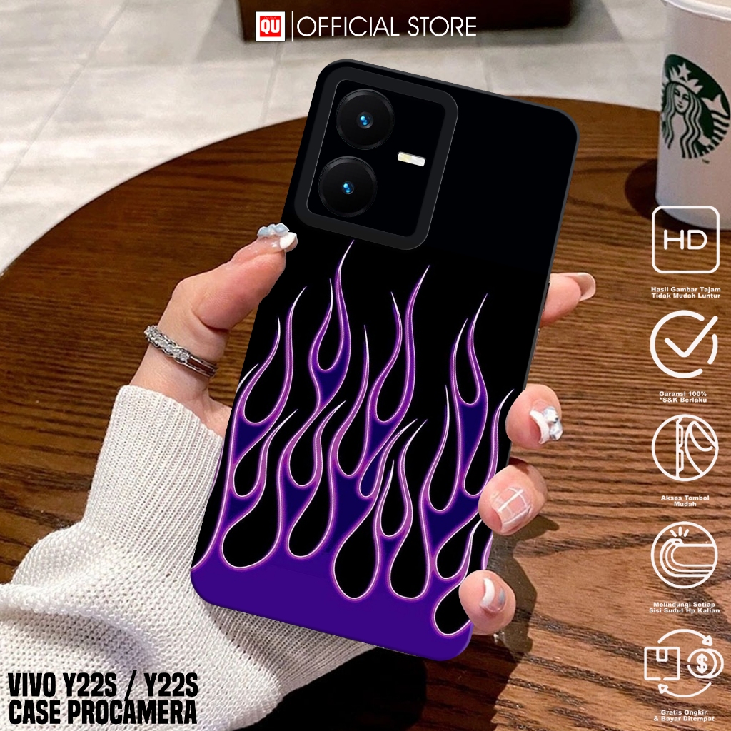 Case Vivo Y22/Vivo Y22S - Casing Vivo Y22/Vivo Y22S Motif FIRE - Softcase Hp Vivo Y22/Y22S - Silikon