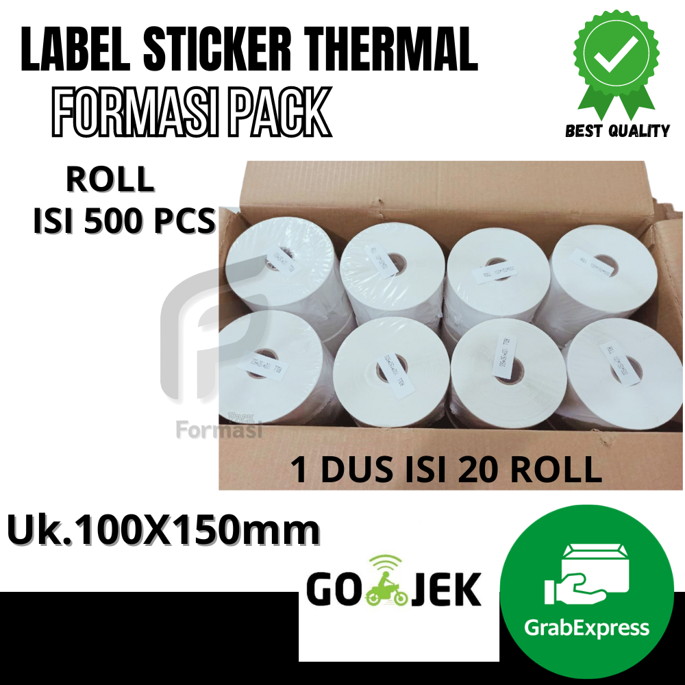 

lkjj LABEL STICKER THERMAL & CONTINOUS PAPER THERMAL 100 X 150 mm 100x150 4x6" isi pcs ukuran A6