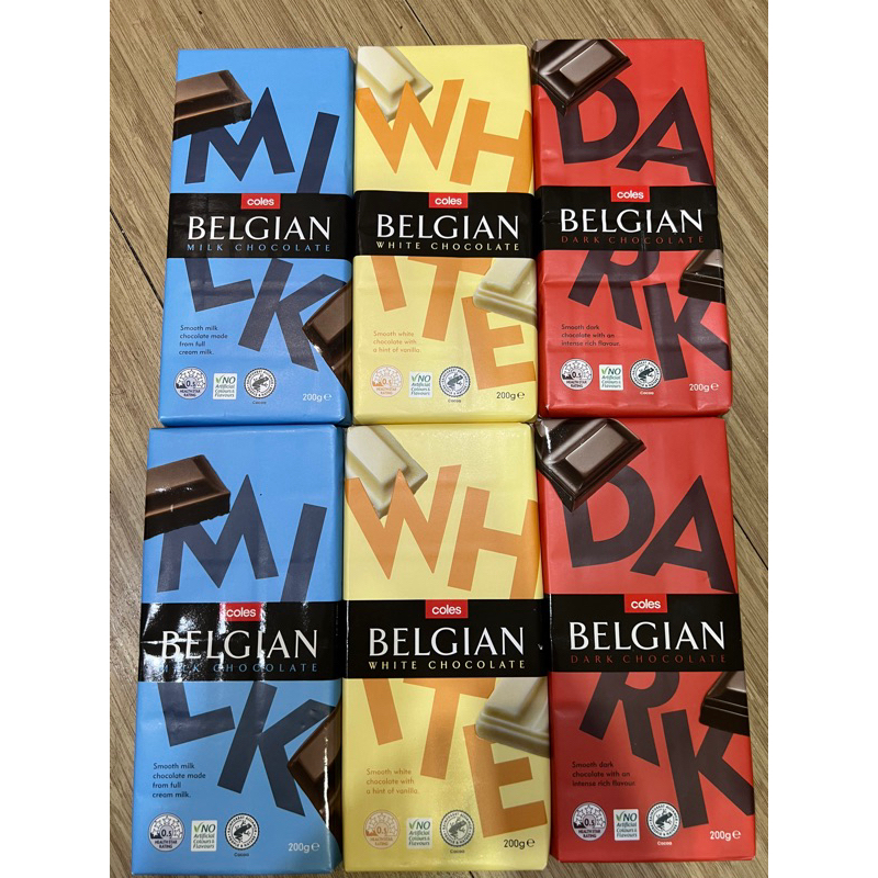 

coles Belgian Chocolate / Coles Belgian Dark Chocolate / Coles Belgian White Chocolate Original Australia