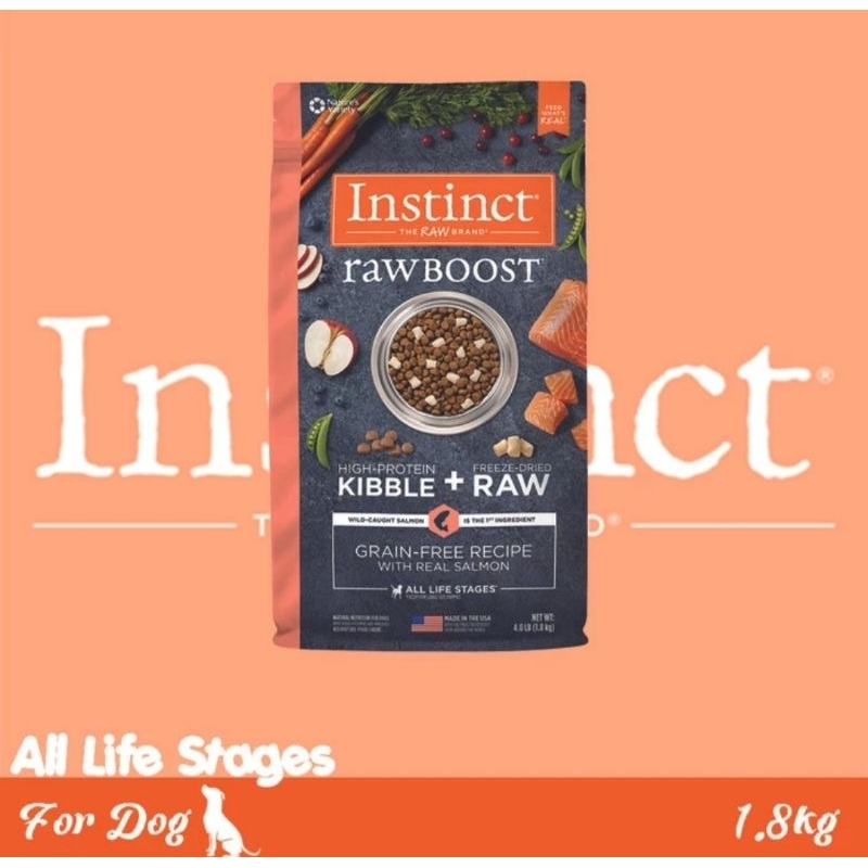 Instinct Raw Boost Grain Free with Real Salmon Recipe Dry Dog Food 4 LB / 1.8 kg