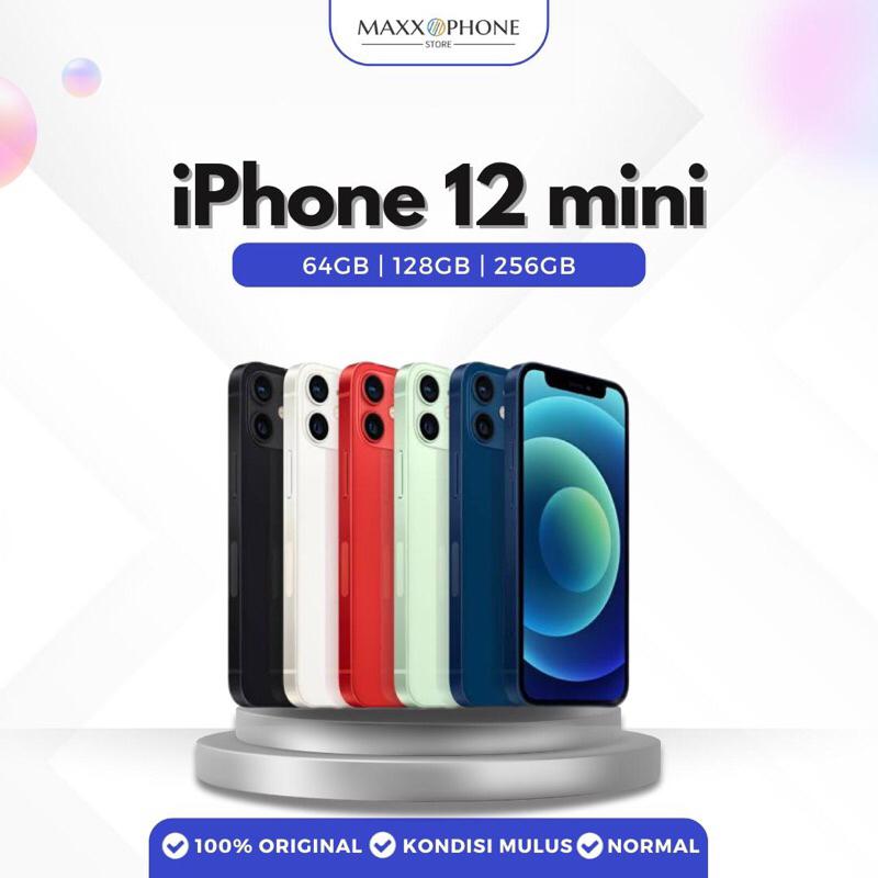 iphone 12 MINI 256GB/128GB/64GB Second BEKAS ORIGINAL 100% | MULUS NORMAL FULLSET Kondisi Perfect