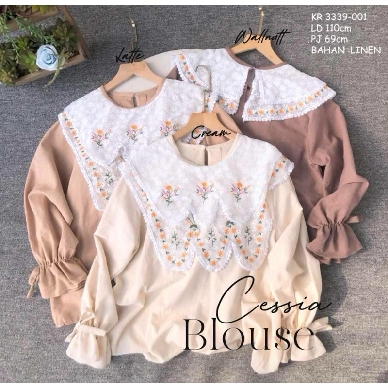 Cessia Lace Blouse / Blouse Premium Cotton Linen